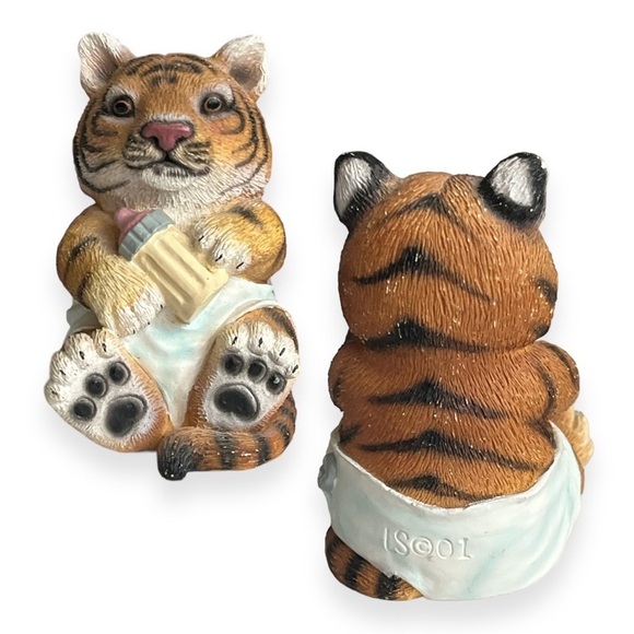 Tiger Leopard White Tiger Baby Bottle Figurines Lot of 3 Collection Encore Group - Picture 5 of 9